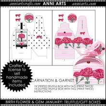 Load image into Gallery viewer, January Birth Flower &amp; Gem Printables Combo Bundle