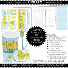Load image into Gallery viewer, 3D Mug & Latte Spoon Set - March Birth Flower & Gem Printables