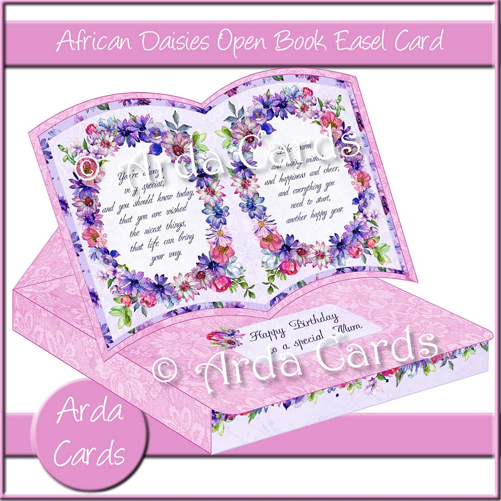 African Daisies Open Book Easel Card
