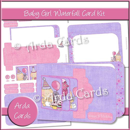 Baby Girl Waterfall Card Kit - The Printable Craft Shop