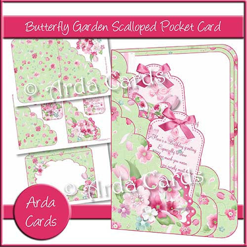 Butterfly Garden Printable Scalloped Pocket Card - The Printable Craft Shop