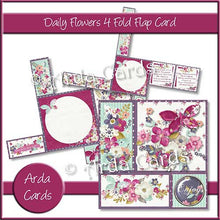 Load image into Gallery viewer, Daily Flowers 4 Fold Flap Card - The Printable Craft Shop - 1