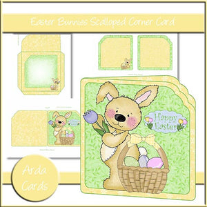 Easter Bunny Printable Scalloped Corner Card - The Printable Craft Shop