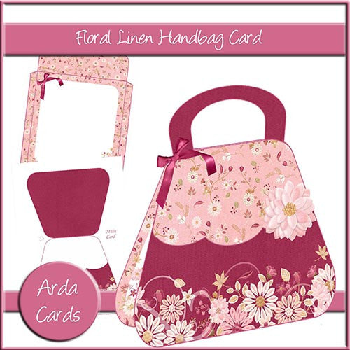Floral Linen Handbag Card - The Printable Craft Shop