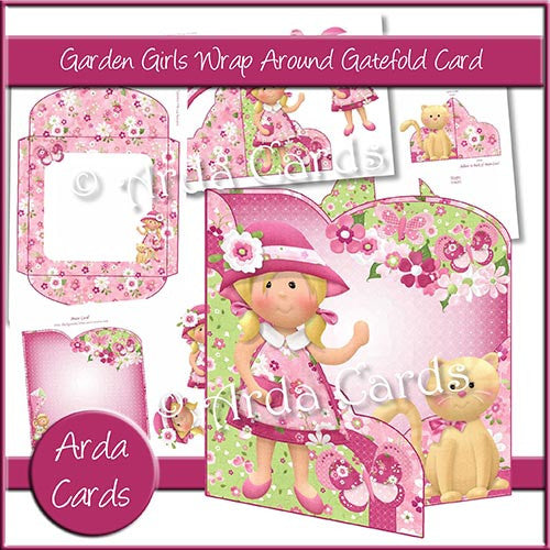 Garden Girls Wrap Around Gatefold Card - The Printable Craft Shop