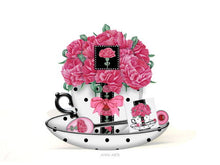 Load image into Gallery viewer, Cradle Teacup Card, Envelope & Tea Bag Packet  - January Birth Flower & Gem Printables