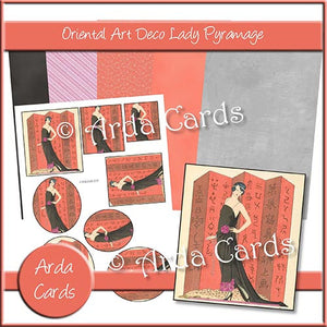 Oriental Art Deco Lady Pyramage Set - The Printable Craft Shop