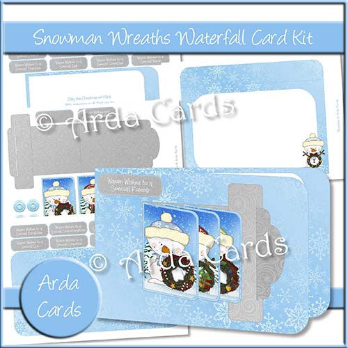 Snowman Wreaths Waterfall Card Kit - The Printable Craft Shop
