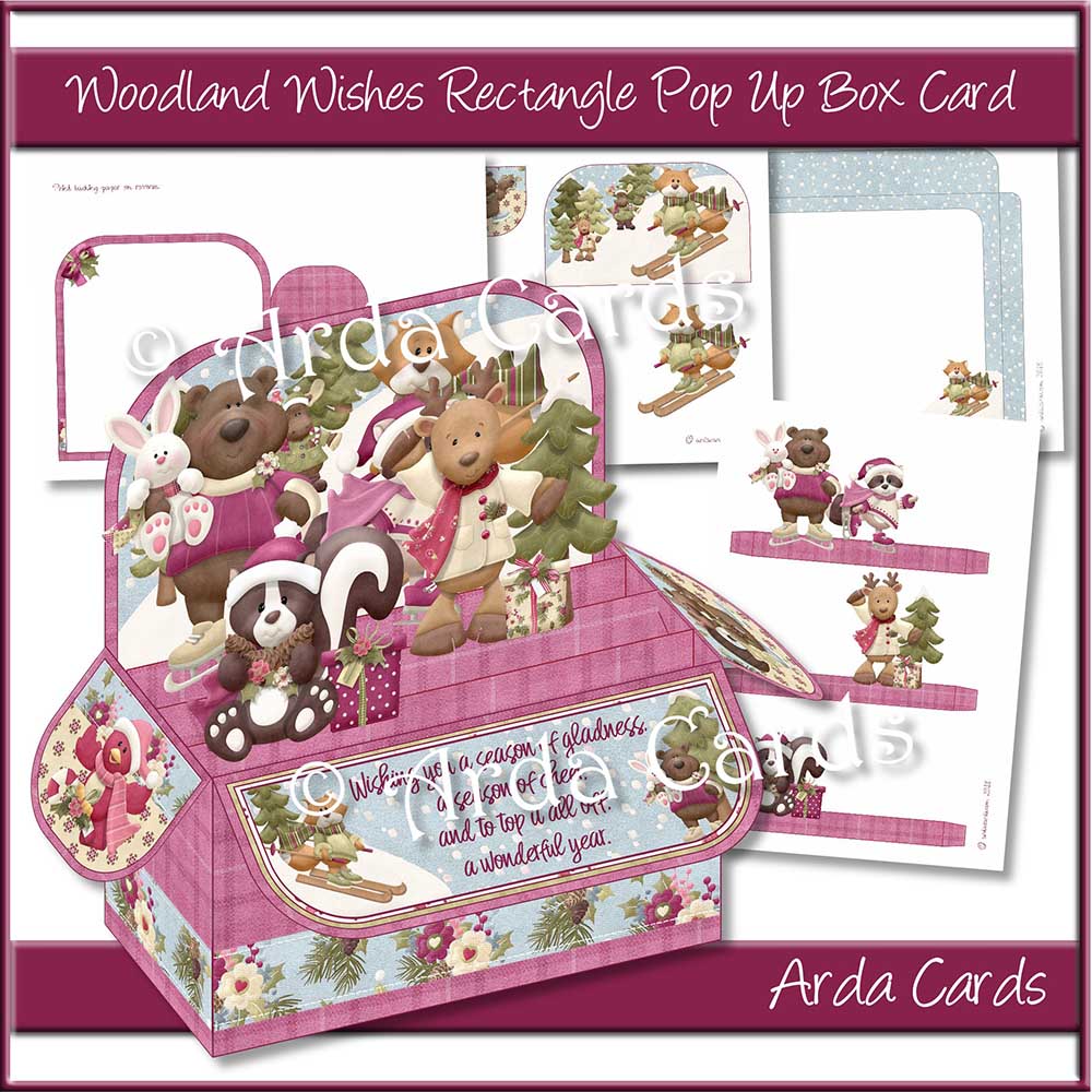 Woodland Wishes Rectangle Pop Up Box Card Printable
