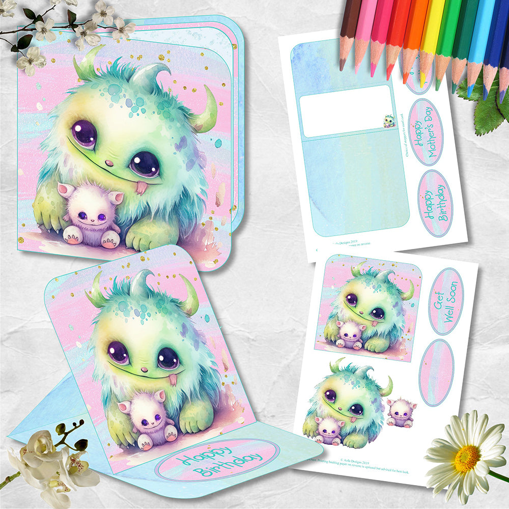 Cuddle Me Monster 2 In 1 Easel And Square Card