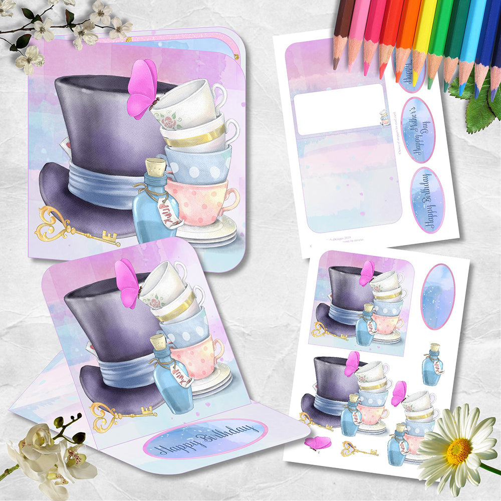 Curious Tea Party 2 In 1 Easel And Square Card