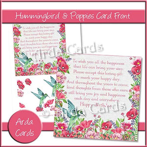 Hummingbird & Poppies Card Front