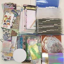 Load image into Gallery viewer, Bag 26 - 5.6kg stencils, stickers, rub ons, peel offs, card and paper including A6 metallic card