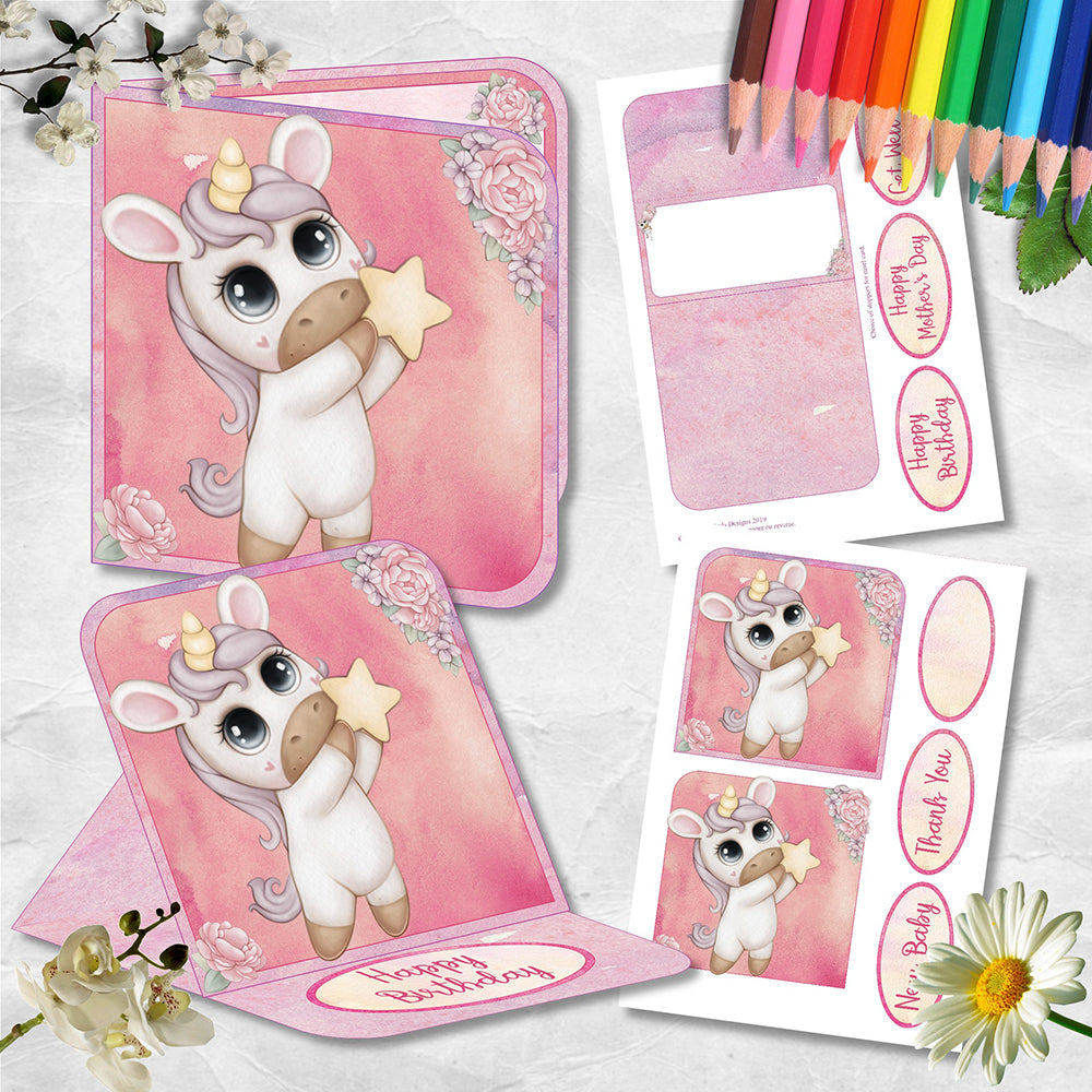 Sweet Little Unicorn 2 In 1 Easel And Square Card