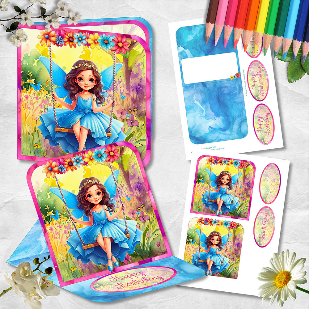 Swinging Fairy 2 In 1 Easel And Square Card