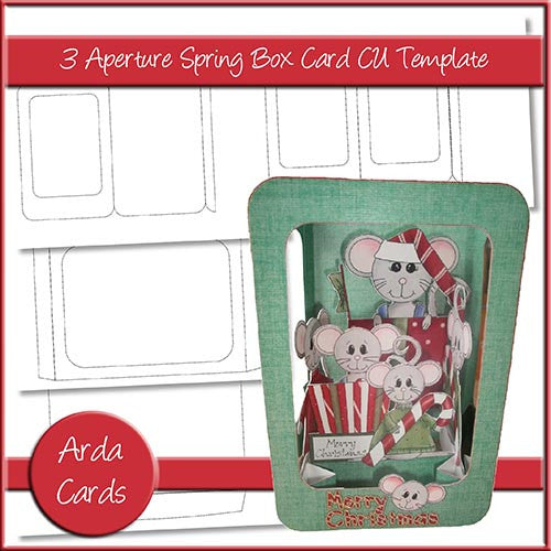 3 Aperture Spring Box Card CU Template - The Printable Craft Shop