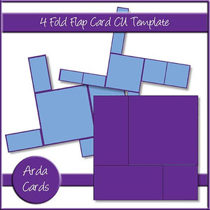 4 Fold Flap Card CU Template - The Printable Craft Shop