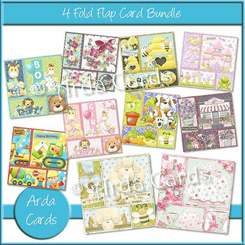 Printable 4 Fold Flap Card Bundle - The Printable Craft Shop - 1