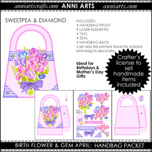 Handbag Gift Packet - April Birth Flower Printables