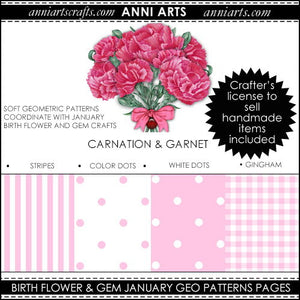January Birth Flower & Gem Printables Combo Bundle