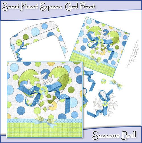 Snow Heart Square Card Front - The Printable Craft Shop