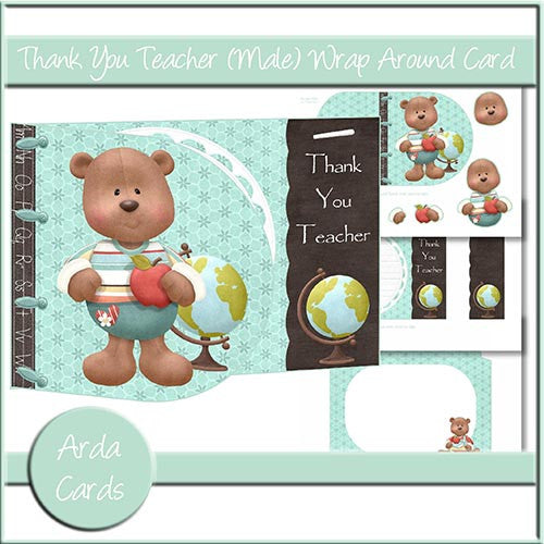 Thank You Teacher (Male) Wrap Around Card - The Printable Craft Shop
