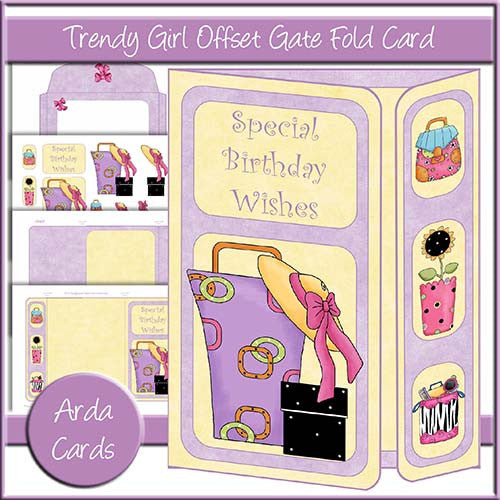 Trendy Girl Offset Gate Fold Card - The Printable Craft Shop
