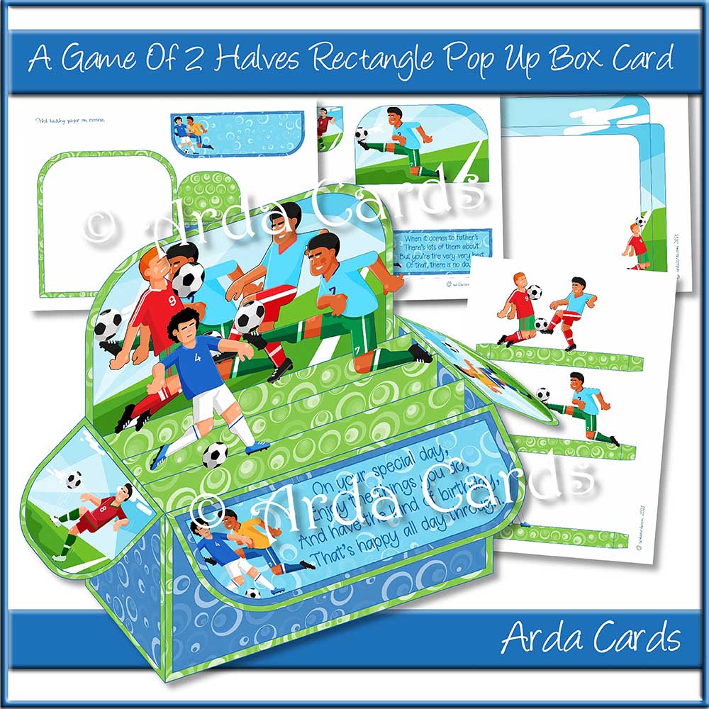 A Game Of Two Halves Rectangle Pop Up Box Card Printable