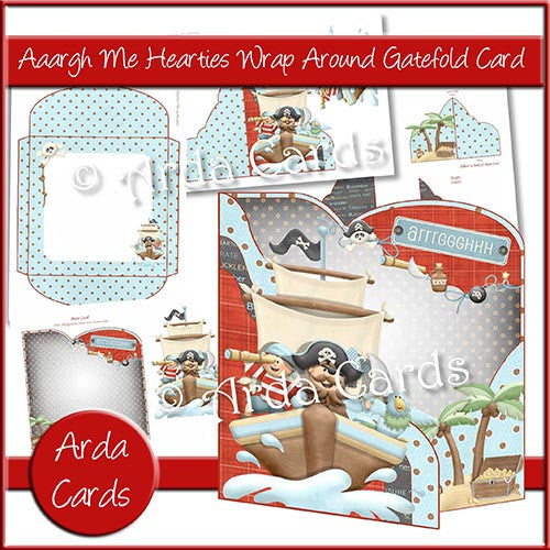 Aaargh Me Hearties Wrap Around Gatefold Card - The Printable Craft Shop