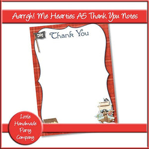 Aarrgh! Me Hearties A5 Thank You Notes - The Printable Craft Shop