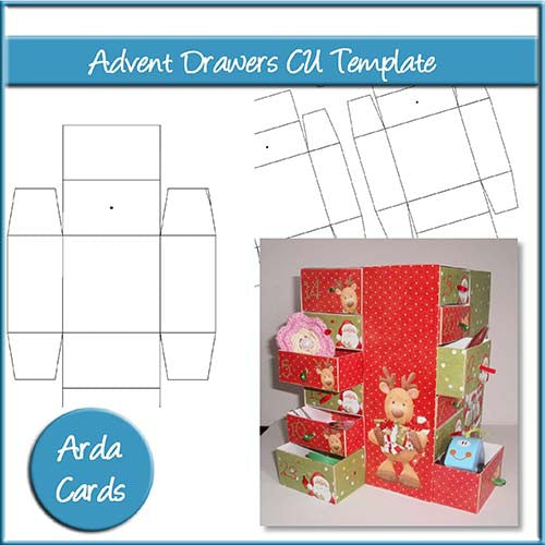 Advent Calendar Drawers CU Template - The Printable Craft Shop
