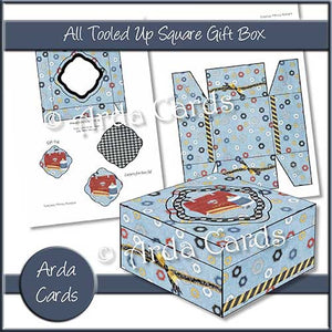 All Tooled Up Printable Square Gift Box - The Printable Craft Shop
