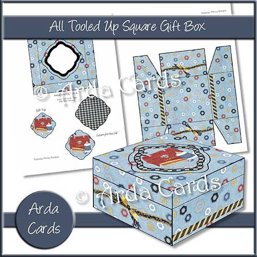 All Tooled Up Printable Square Gift Box - The Printable Craft Shop