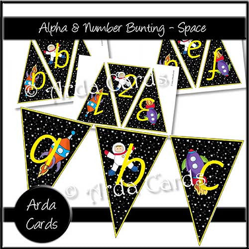 Alpha & Number Bunting - Space - The Printable Craft Shop