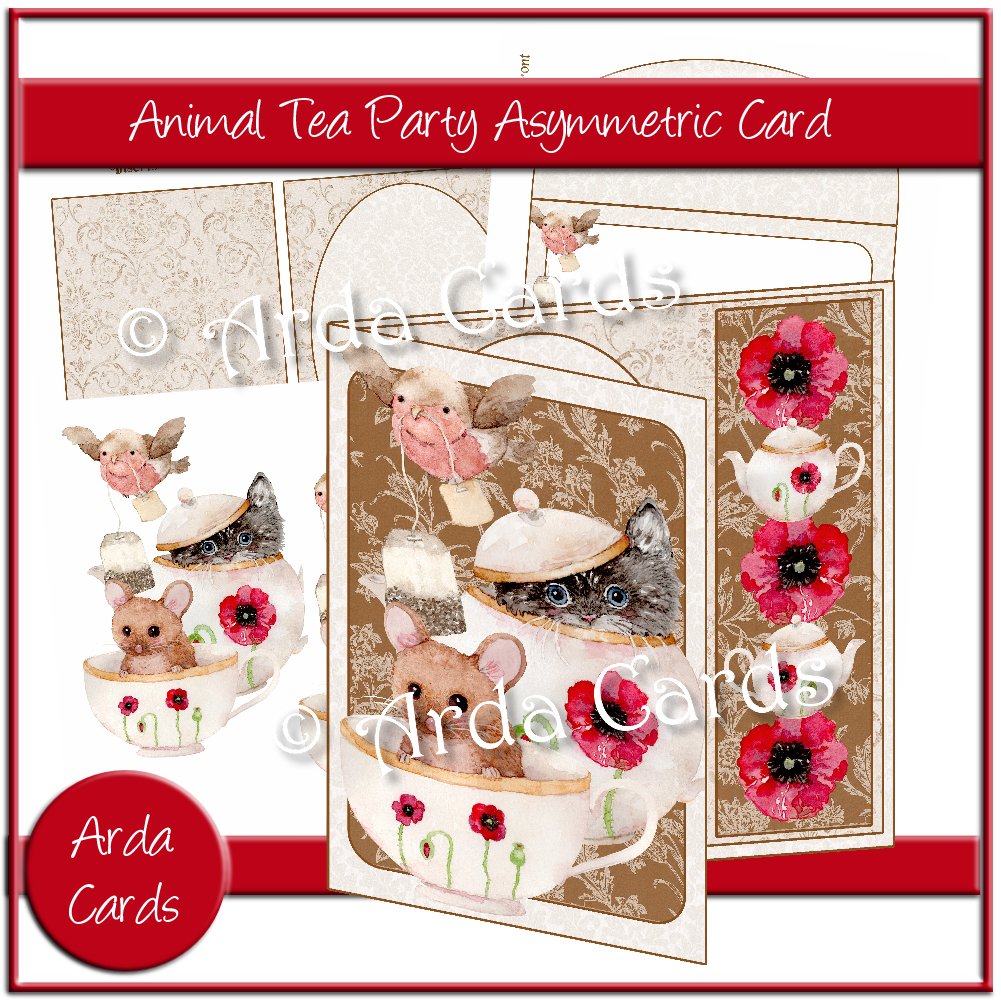 Animal Tea Party Asymmetric Card