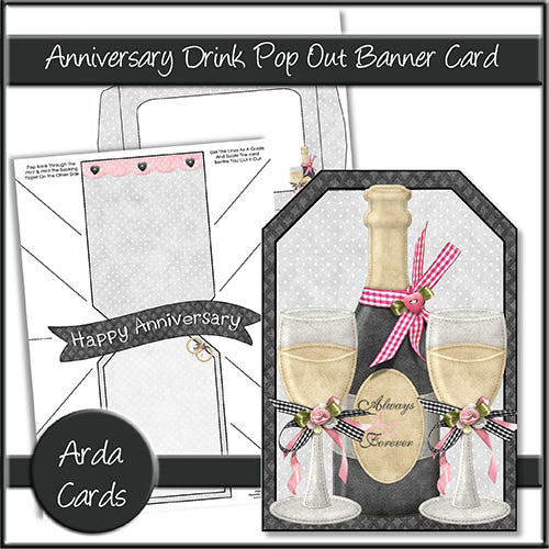 Anniversary Drink Pop Out Banner Card - The Printable Craft Shop