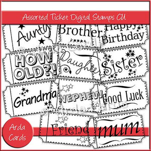 Assorted Ticket Digital Stamps Commercial Use OK - The Printable Craft Shop