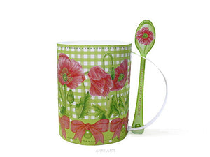 August Birth Flower Printable 3D Gift Mug with Poppy & Peridot