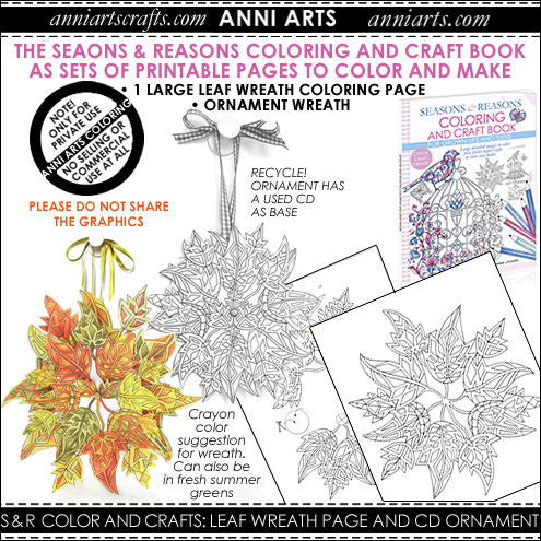 Colour & Make: Leaf Wreath and Ornament Colouring - The Printable Craft Shop