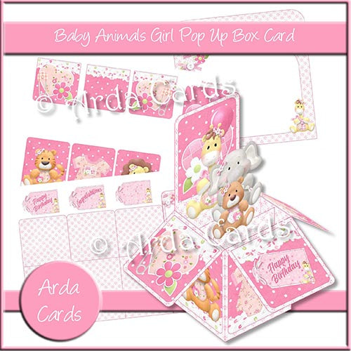 Baby Animals Girl Pop Up Box Card