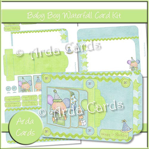 Baby Boy Waterfall Card Kit - The Printable Craft Shop