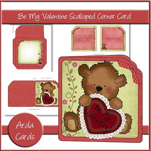 Be My Valentine Scalloped Corner Card - The Printable Craft Shop
