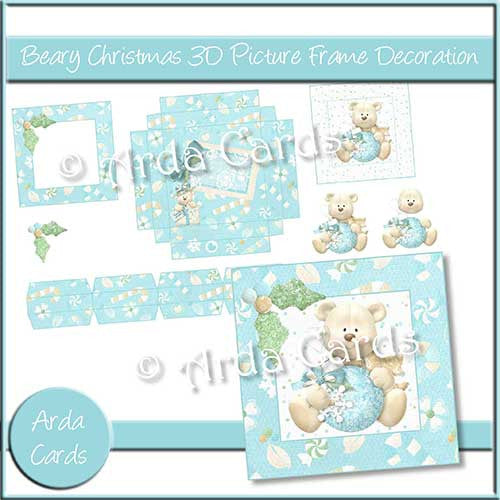 Beary Christmas 3D Picture Frame Decoration - The Printable Craft Shop