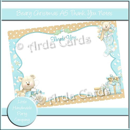 Beary Christmas A5 Thank You Notes - The Printable Craft Shop