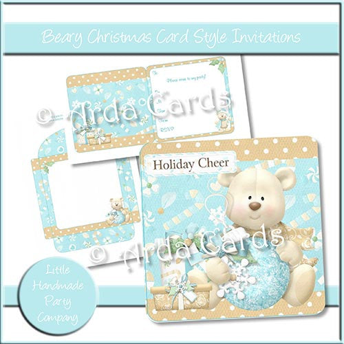 Beary Christmas Card Style Invitations - The Printable Craft Shop