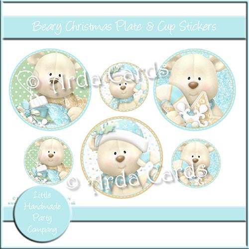 Beary Christmas Plate & Cup Stickers - The Printable Craft Shop