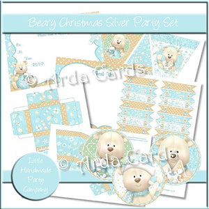 Beary Christmas Silver Party Set - The Printable Craft Shop