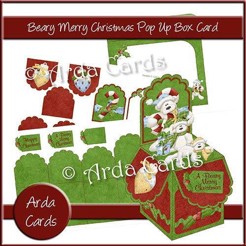 Beary Merry Christmas Pop Up Box Card - The Printable Craft Shop