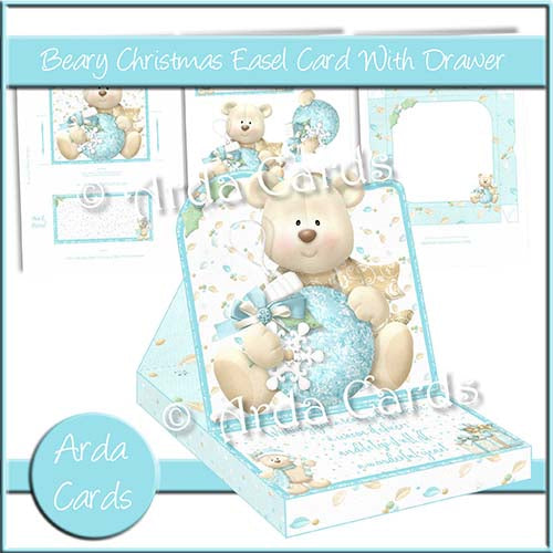 Beary Christmas Easel Card With Drawer - The Printable Craft Shop