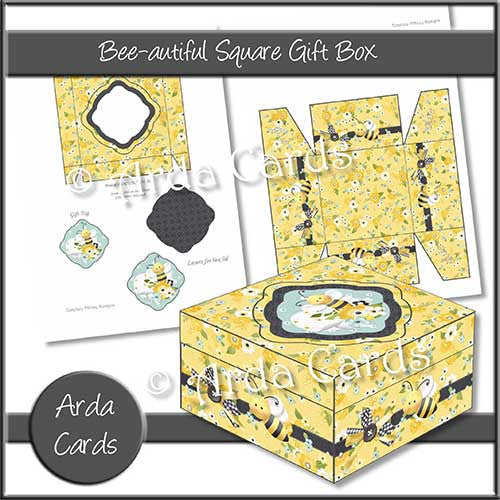 Bee-autiful Square Printable Gift Box - The Printable Craft Shop